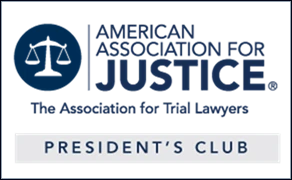 Logo for American Association for Justice, Champions of the People, with the text "PRESIDENT'S CLUB" below.